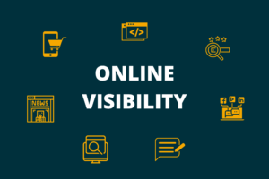 Different elements of online visibility, from organic search results to social media presence and reviews